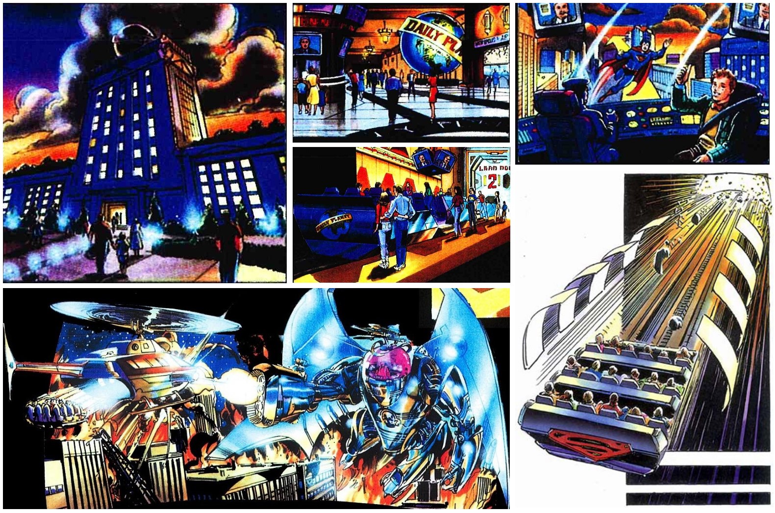 Designs for Universal&rsquo;s scrapped Superman dark ride.